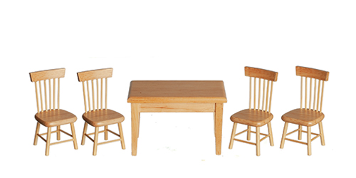 Table and Chair Set, 5 pc., Oak